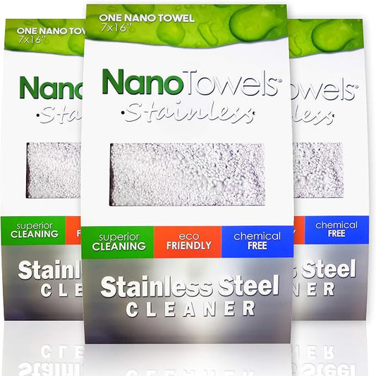 Stainless Steel Cleaner 3-Pack | The Amazing Chemical Free Stainless Steel by Nano+Towels