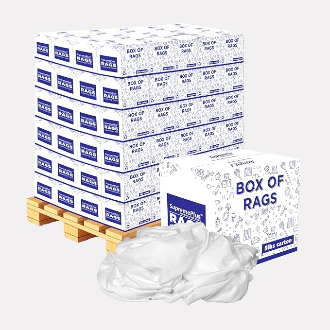 Recycled White Sheeting Cleaning Rags – Lint Free White Cotton Cloths by SupremePlus