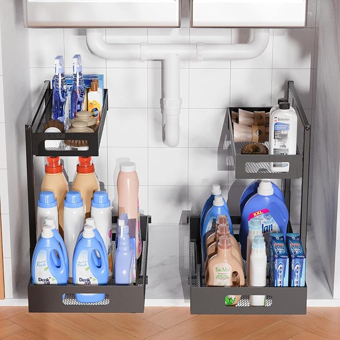 Under Sink Organizer, Silk-Smooth Metal Sliding Drawer Organizers and Storage - Image 9