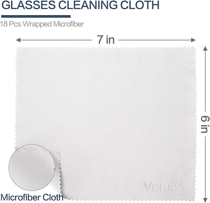 Vemiss 6 Pack Microfiber Glasses Cleaning Cloth, Wipes Lens Eyeglasses & Screens - Image 2