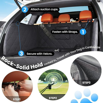 REEVAA SUV Cargo Liner for Dogs, Full Coverage Non-Slip Cargo Cover with Cushioned Sides to Protect Your Dog, Waterproof & Durable, Machine Washable Trunk Protector Mat (XL, Black)