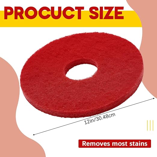 2 Pcs 12" Red Scrubbing Pads Commercial Cleaning Orbiter Pads-Maintenance Non - Image 2