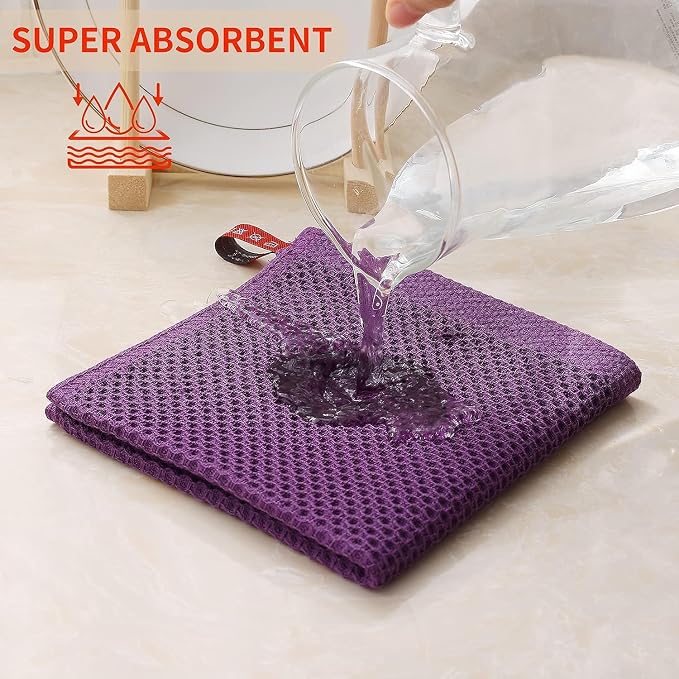 Kitinjoy 100% Cotton Kitchen Dish Cloths, 8 Pack Waffle Weave Ultra Soft - Image 3