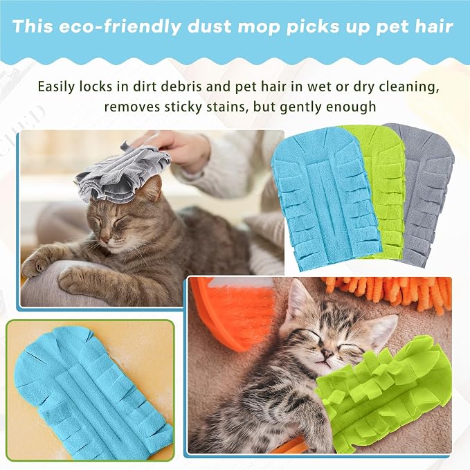 Zubebe 12 Pcs Duster Refill Reusable Fleece Duster Refills Feather Flat Dusters - Image 3