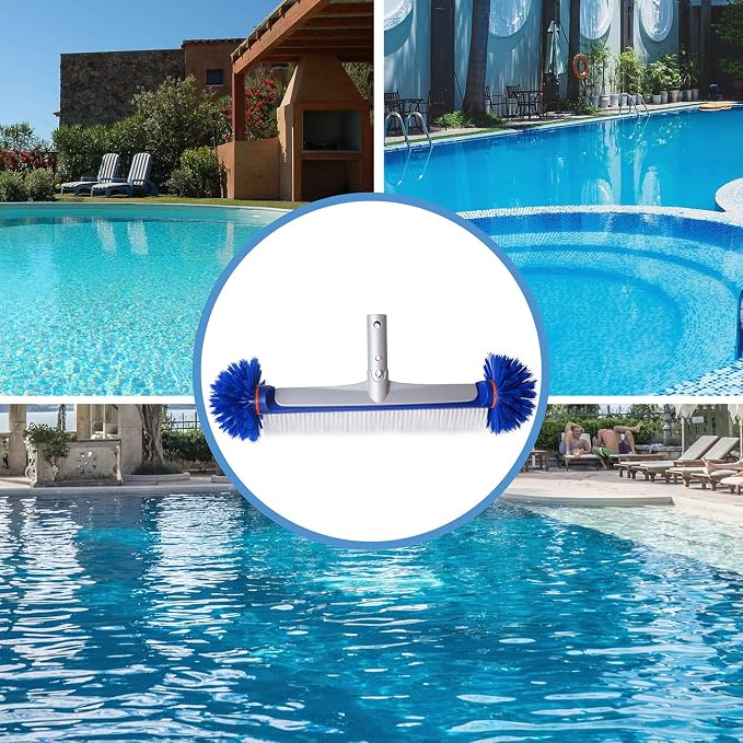 Professional Swimming Pool Brush Head, 17.5'' Aluminum Heavy Duty Pool Brushes - Image 7