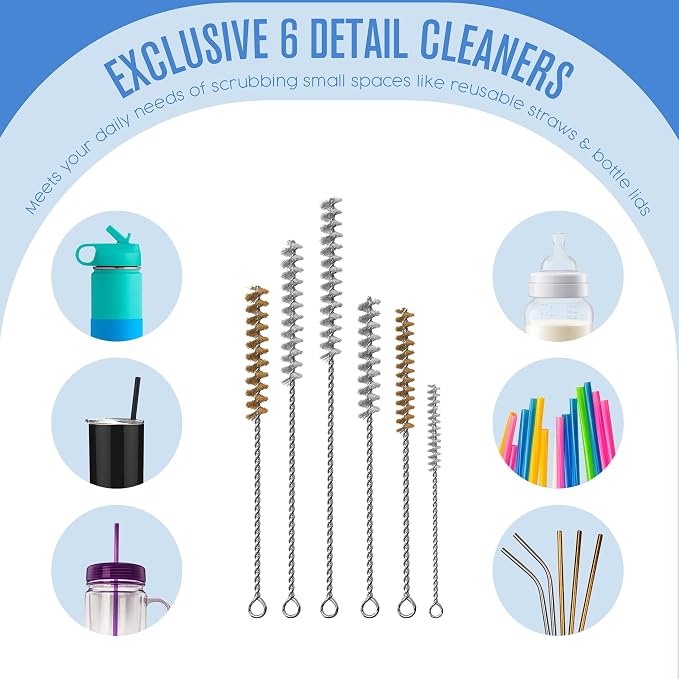 Houseables Bottle Brushes, Water Bottle Cleaner Brush Set, Hydroflask Cleaning - Image 6