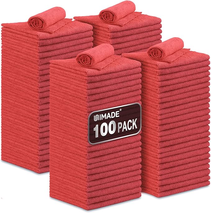 Shop Towels, 100 Pack Commercial Grade Work Rags Microfiber Towels by Unimade