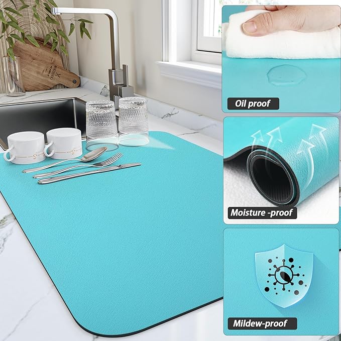 Dish Drying Mat for Kitchen Counter, Heat Resistant Drainer Mats - Image 3