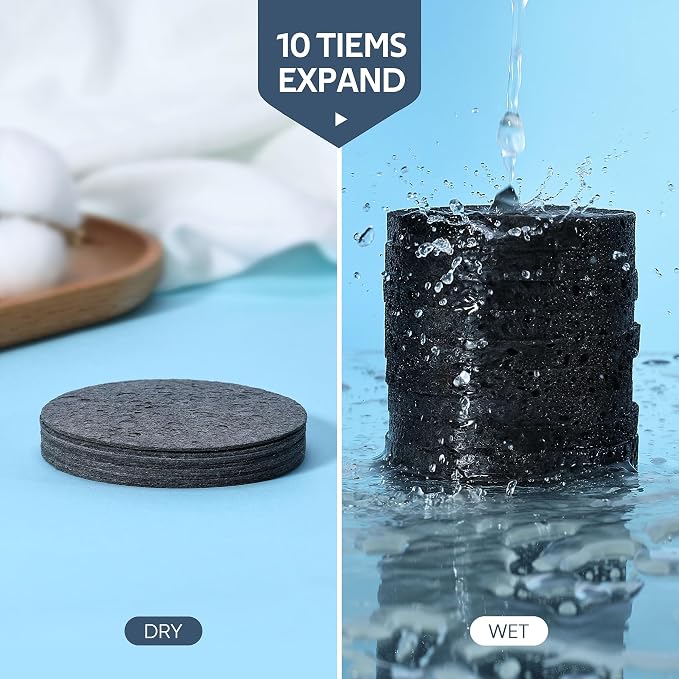 GAINWELL 50-Count Black Compressed Facial Sponges - Image 4