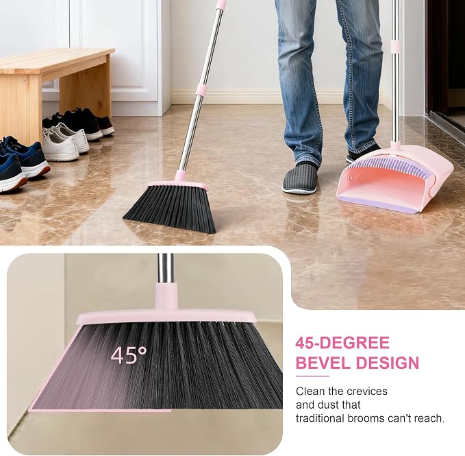 Broom with Dustpan Combo Set, 52-in Adjustable Handles Broom and Dustpan Set - Image 5