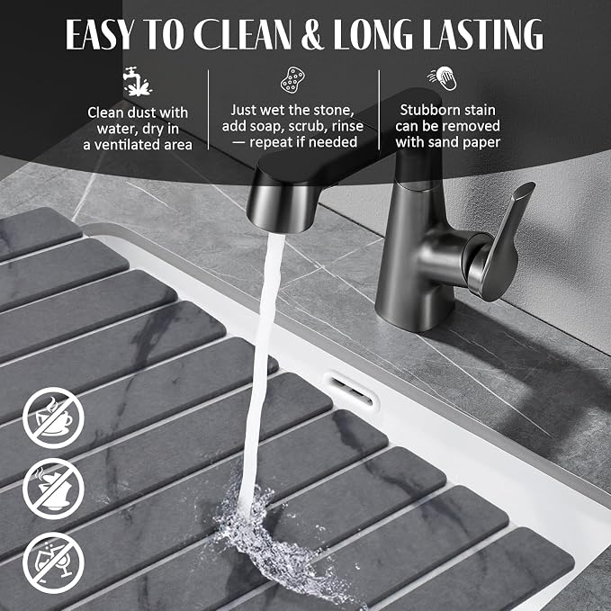 Large Stone Dish Drying Mats for Kitchen Counter, Fast Drying Collapsible - Image 3