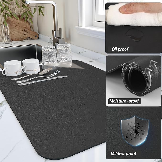 Dish Drying Mat for Kitchen Counter, Heat Resistant Drainer Mats - Image 3