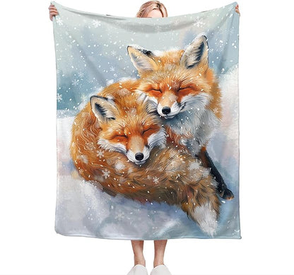 Fox Throw Blanket - Cute Animal Blanket for Girls, Women, Men & Boys - Soft, Warm & Cozy Fleece Blanket for Couch, Sofa & Bed - 80"x60"