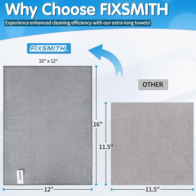FIXSMITH Grey Microfiber Cleaning Cloth -Pack of 24, Highly Absorbent Cleaning - Image 6