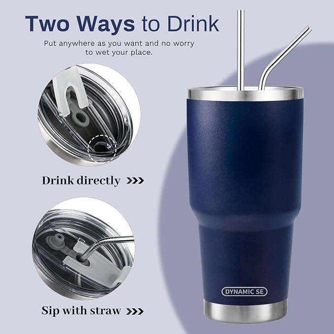 D·S 30 oz Navy Tumbler Stainless Steel Double Wall Vacuum Insulated Mug - Image 3