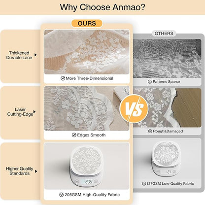 Anmao Vintage White Lace Curtains 72 Inches Long 2 Panels Set, Romantic Elegant Light Filtering Semi Sheer Floral Thick Lacy Curtain Drapes for Living Room and Bedroom, Each Panel 55W x 72L, Off White