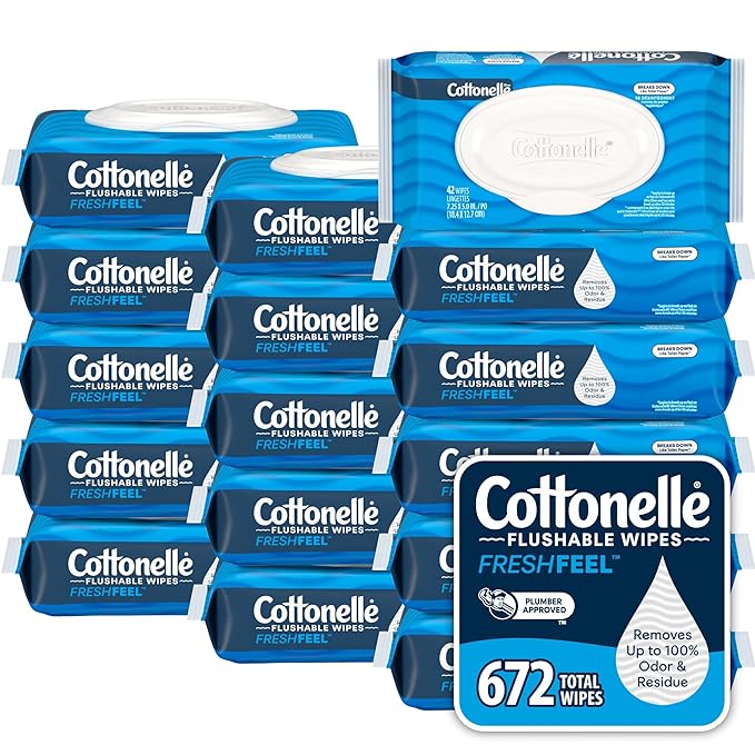 Cottonelle Fresh Feel Flushable Wet Wipes, Adult Wet Wipes, 16 Flip-Top Packs by Cottonelle%C2%AE
