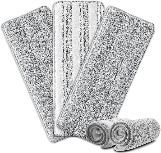 Flat Mop Pads, 3 Pack 13" X 4.9" Microfiber Mop Pad/Refill/Head, Mop Pads by HiBaby