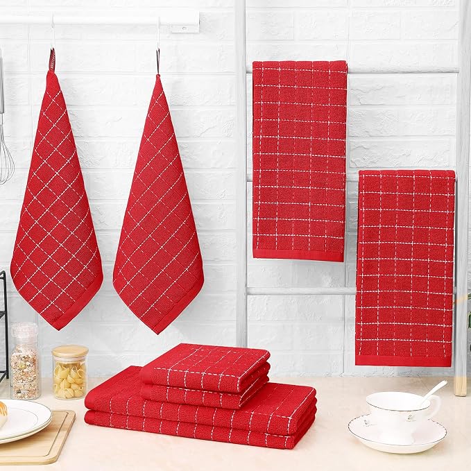 Homaxy 100% Cotton Terry Kitchen Towels, Checkered Designed, Soft and Super - Image 6