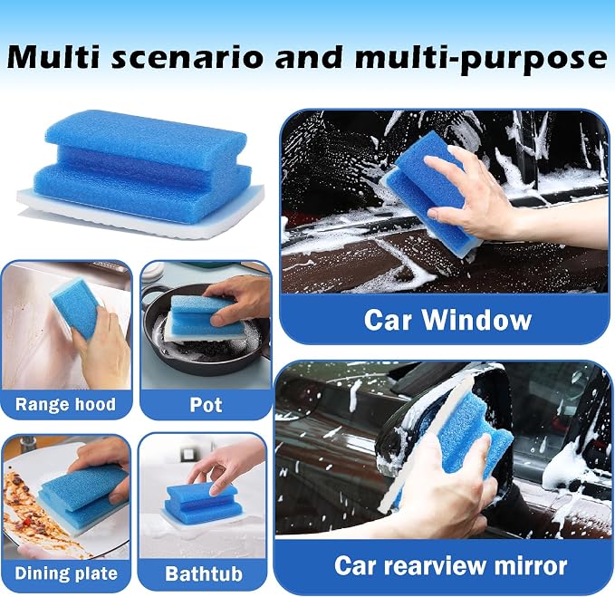 Magic Sponge Brush with Handle, Magic Sponge Eraser Handy-Grip with 10 Scouring - Image 6