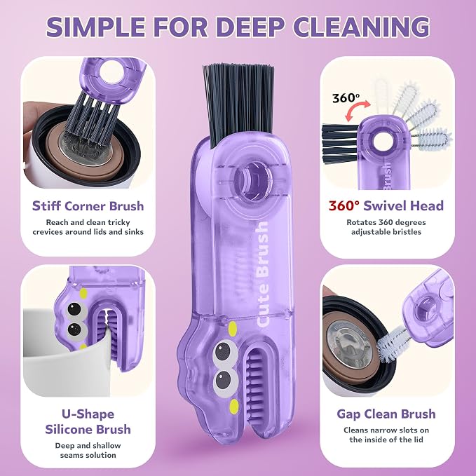 Cup Lid Cleaning Brush, 3 in 1 Lid Cleaner - Image 4