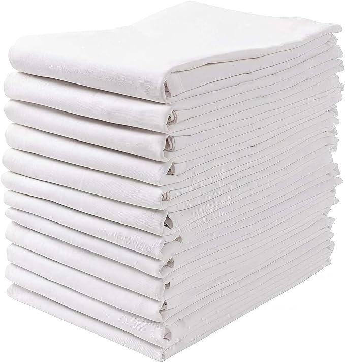 Wealuxe Flour Sack Dish Towels for Kitchen, 12 Pack, 28x28 by WhiteClassic