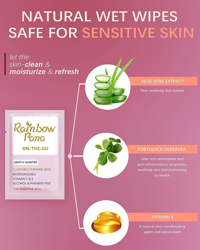 RainbowPana Feminine Wipes, Travel Wipes - Image 3