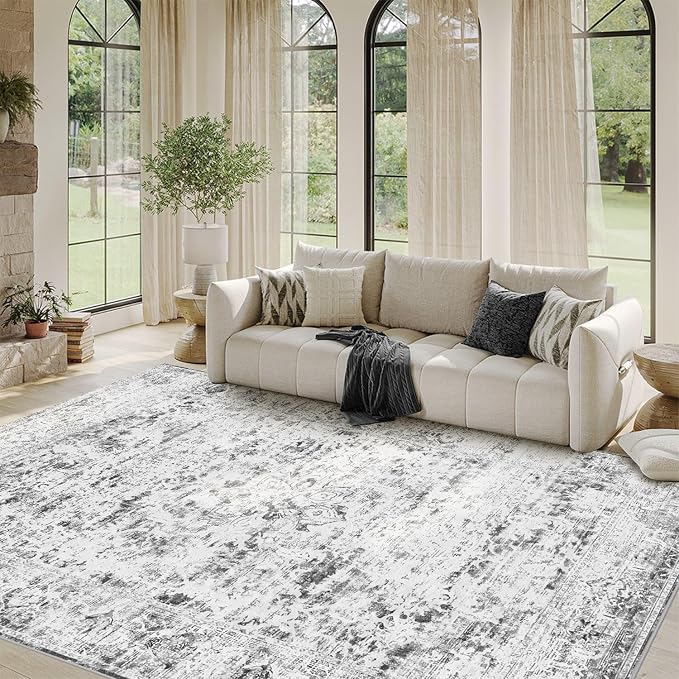 Area Rugs 5x7, Washable Grey Rugs - Image 2