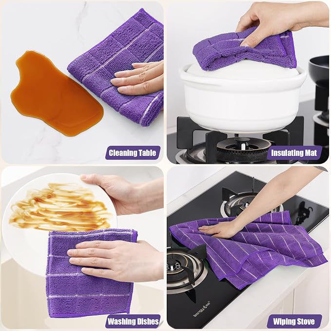 Homaxy Microfiber Kitchen Towels and Dishcloths Set, 20 Pack Soft and Absorbent - Image 5