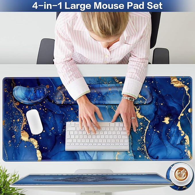 Desk Mat Blue, Large Gaming Mouse Pad - Image 2