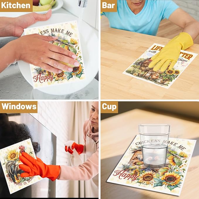 Swedish Dishcloths for Kitchen, 6 Pack Farm Reusable Paper Towels Housewarming - Image 6
