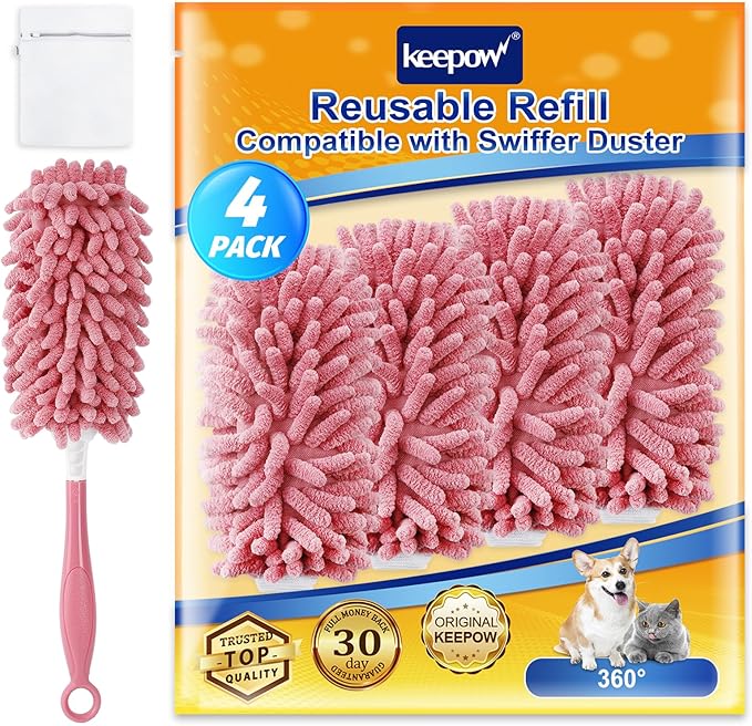 KEEPOW 4 Pack Pink Duster Refills Compatible by KEEPOW