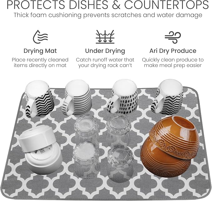 Bellemain XXL Dish Mat 24" x 17" Microfiber Dish Drying Mat, Super absorbent - Image 5