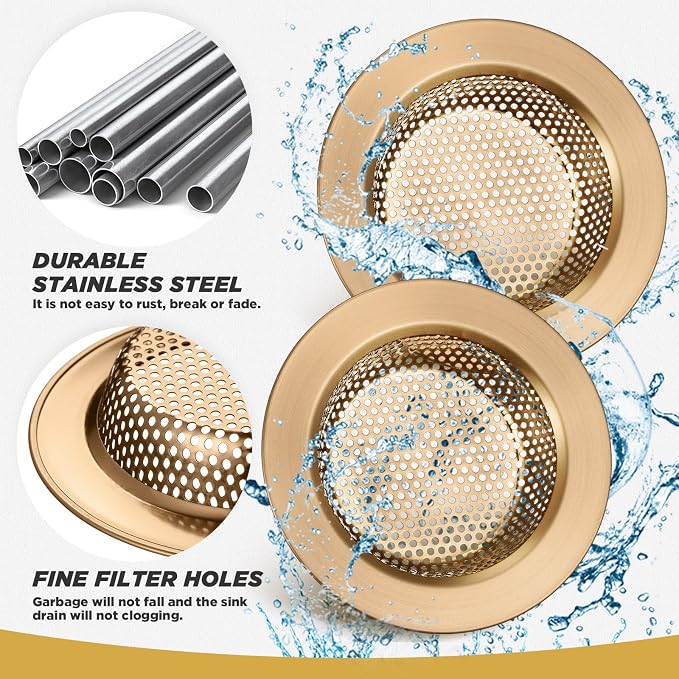 Retisee 2 Pcs Sink Strainer Stainless Steel Kitchen Sink Drain Strainer Basket - Image 5