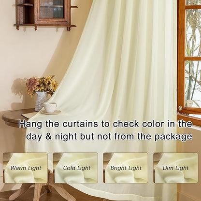 MAIHER Pinch Pleat Sheer Curtains 102 Inches Long for Patio Sliding Door Soft Touch Lightweight Light Filtering Sheer Pleated Drapes with Ajustable Hooks (No Rings), Beige, 42" W x 102" L, 2 Panels