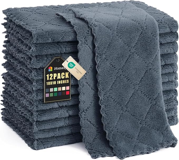 Homaxy 12 Pack Kitchen Dish Cloths, Super Soft and Absorbent Coral Velvet Dish by Homaxy