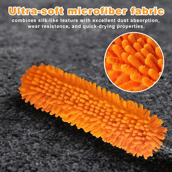 16'' Microfiber Duster with Long Handle, Reusable Detachable Head Duster - Image 5