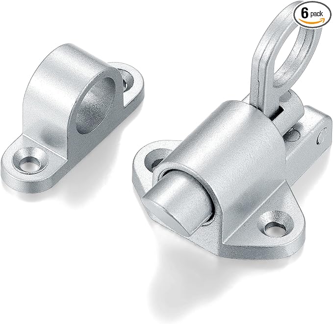 6 Packs Self-Closing Latches，Silver Gray Spring Door Lock，Resilient Bolt Latch by INIRET