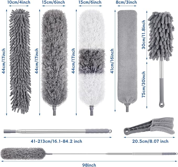 9PCS Dusters for Cleaning, Extendable Microfiber Duster - Image 2