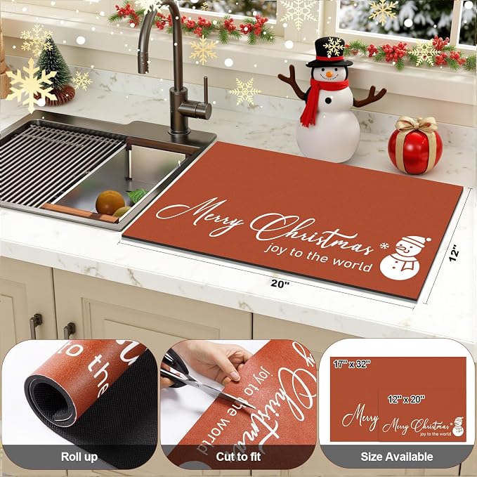 Findosom Christmas Dish Drying Mat, Hide Stain Drying Mat - Image 4