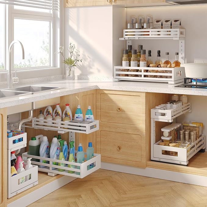 2-Pack 17"Deep Under Sink Organizer And Storage, 2-Tier L-Shaped Pull Out - Image 5