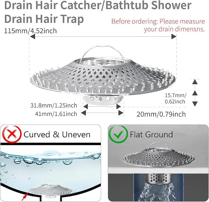 Tub Drain Protector Drain Hair Catcher, Stainless Steel Bathtub Shower Drain - Image 2