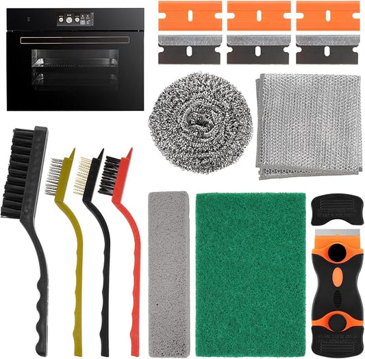 Heavy Duty Oven Cleaner Brush Kits, Include Razor Blade Scraper, Crevice by AIHSUMC