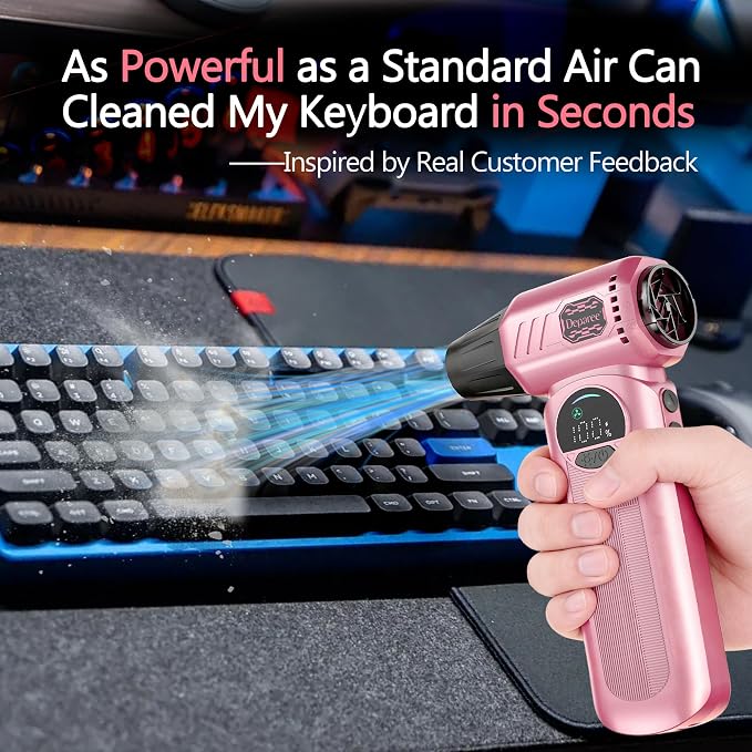 Air Duster, Compressed Air Duster Pink, Rechargeable Cordless - Image 3