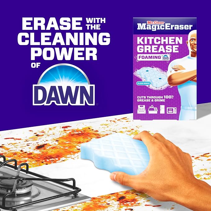 Mr. Clean Magic Eraser Foaming Sponge, Kitchen Grease Eraser, Dawn Cleaning - Image 6