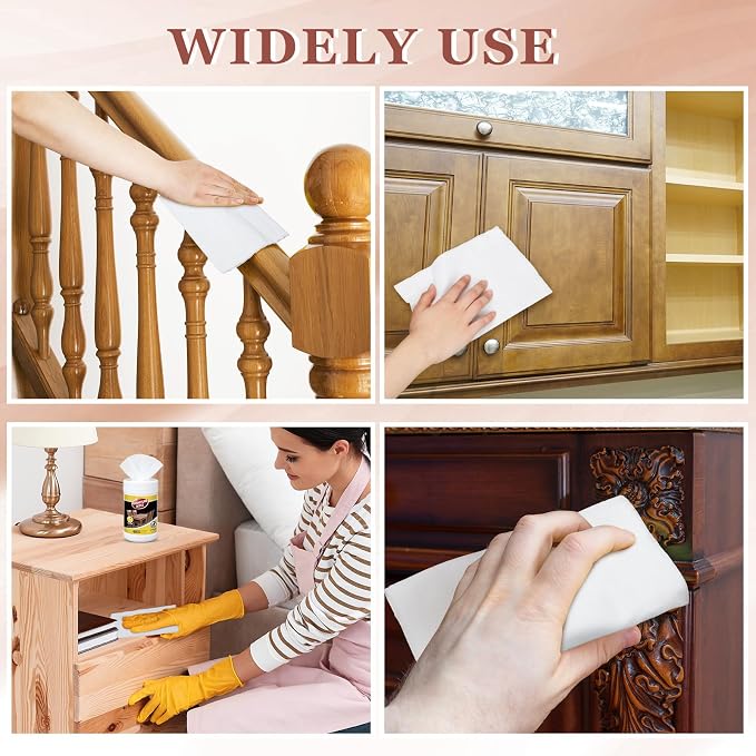 4 Pack Wood Furniture Wipes 240 Count Wood Furniture Cleaner and Polish Wipes - Image 6