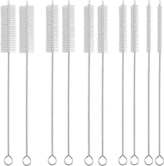 Straw Cleaner Brush Long 10 inch, 10-PCS Straw Brush of Bristles Diameter by AFUUFA