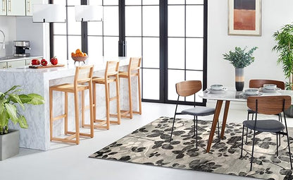 SAFAVIEH Evoke Collection 10' x 14' Grey/Black EVK236R Floral Non-Shedding Living Room Bedroom Dining Home Office Area Rug