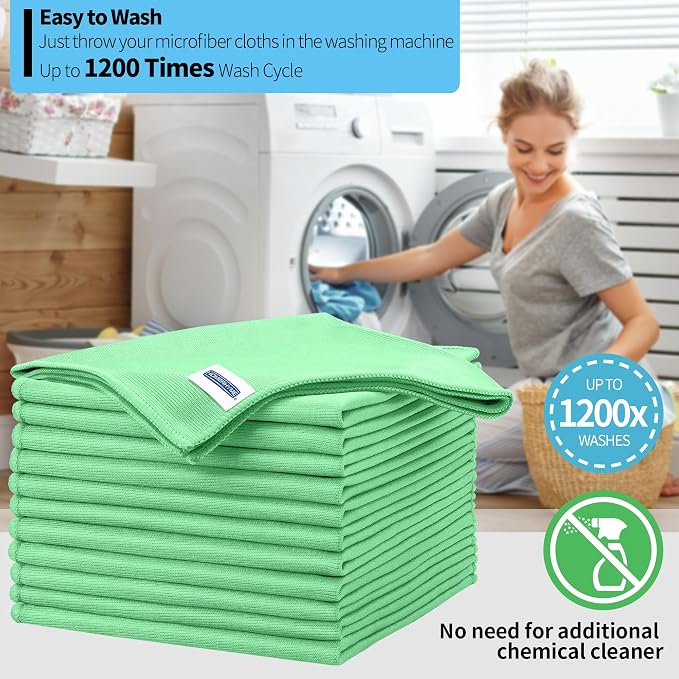 HOMERHYME Microfiber Cleaning Cloth, 12 Pack Window Glasses Cleaning Cloth - Image 6