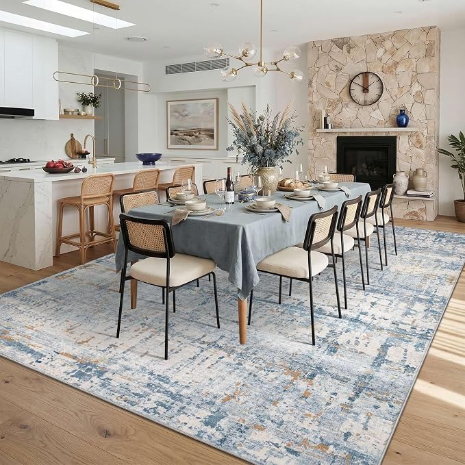 10x14 Extra Large Washable Area Rug, Soft Abstract Vintage Rug - Image 2